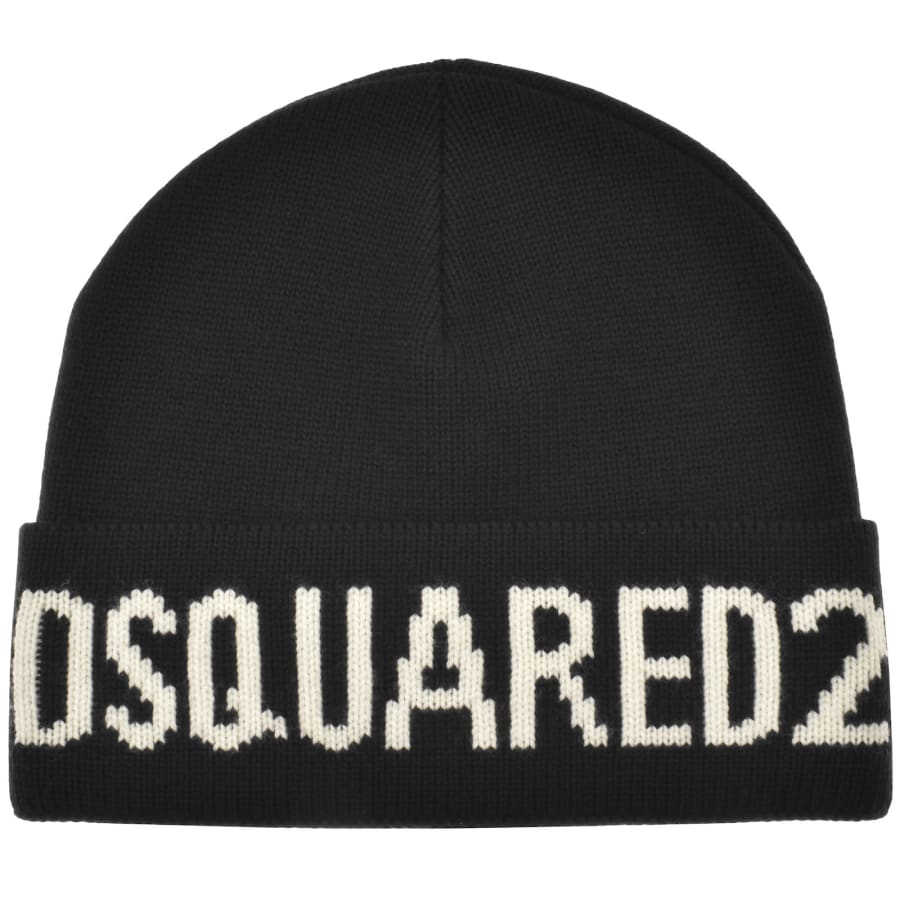 DSQUARED2 Logo Knit Beanie Black Mainline Menswear United States
